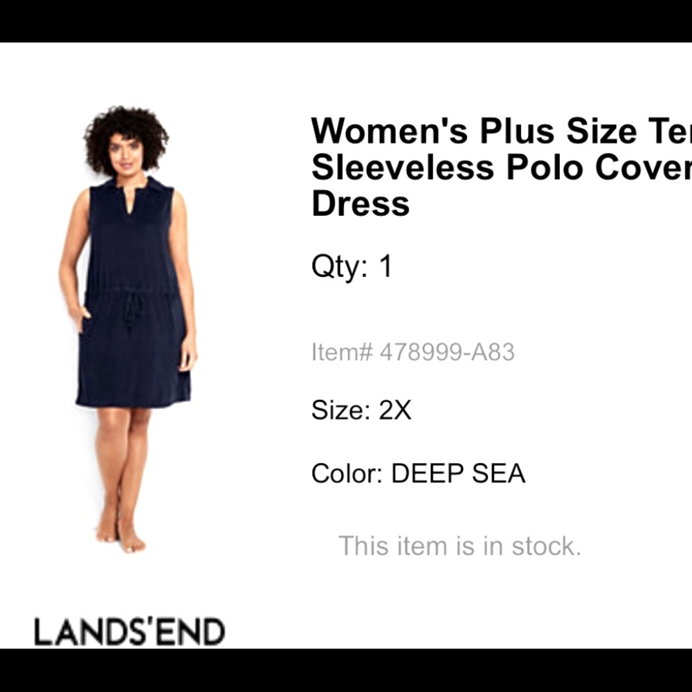 Lands End 2x Swim Cover Up Like New
